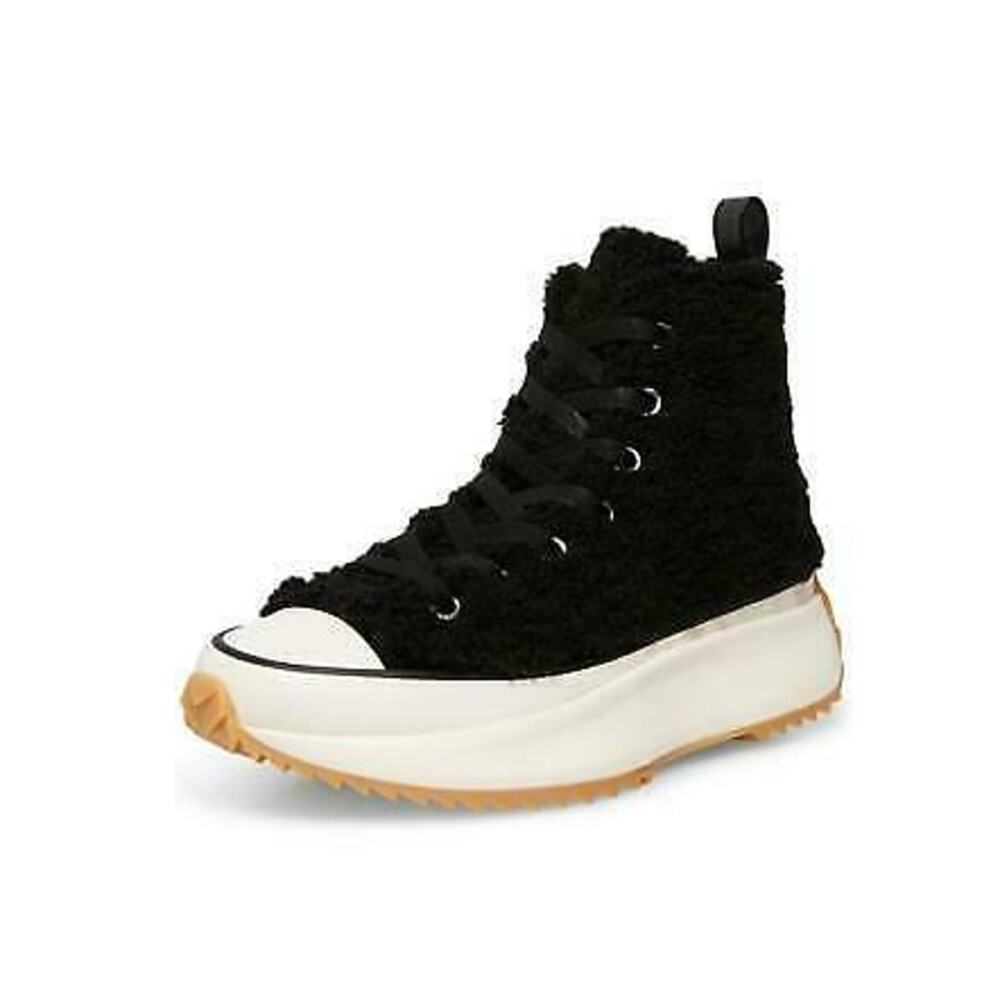 STEVE MADDEN Women's Shaft-F Faux Fur Platform Sneakers 5M Black NWOT